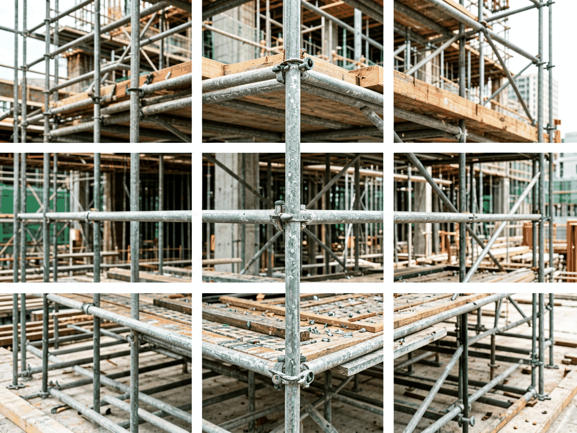 parts of metal scaffolding in construction